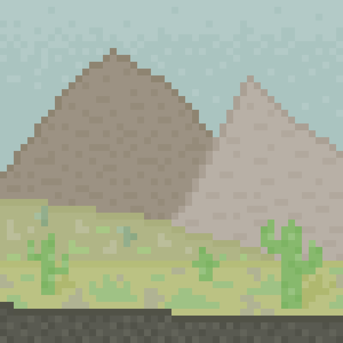 A desert with two mountains